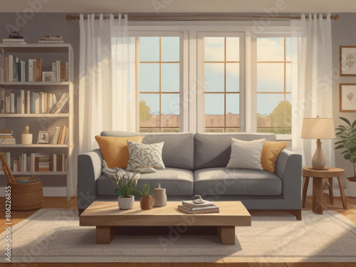 A modern living room with a modular furniture set