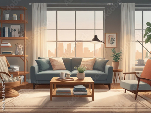 A modern living room with a modular furniture set © SOHAN-Creation