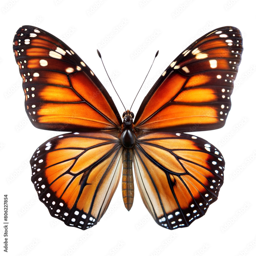 Fototapeta premium Vibrant monarch butterfly with wings spread