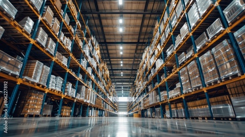 A commercial warehouse scene typical for industrial and logistics companies.  