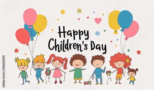 Global Celebration of Children s Day. Illustration Featuring Happy Children Enjoying Fun and Togetherness  Promoting Education and Friendship in a Colourful and Joyful Event