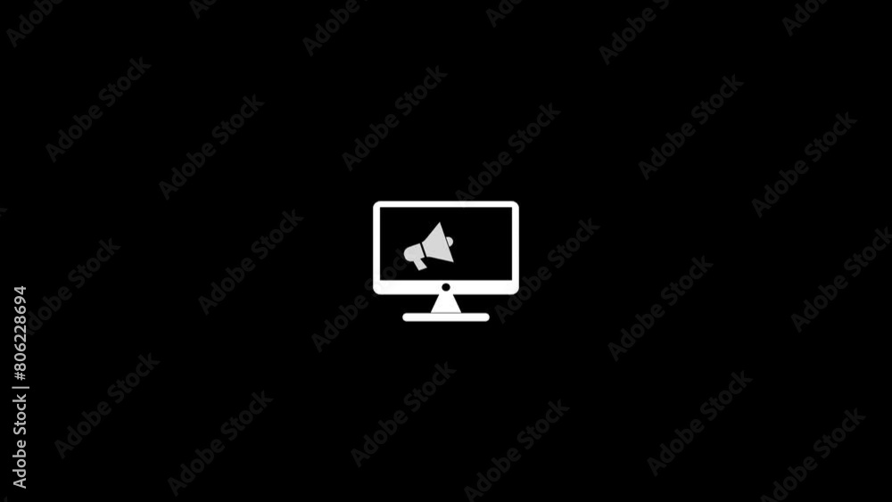 megaphone icon design with computer monitor ,Video Animation megaphone icon design with computer monitor ,Video Animation