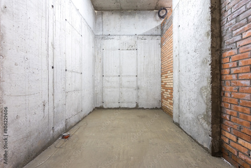 interior of the apartment without decoration in gray colors. rough finish interior of the apartment without decoration in gray colors. rough finish