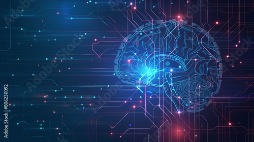 Digital illustration of a circuit brain with a neural network extending from a smartphone