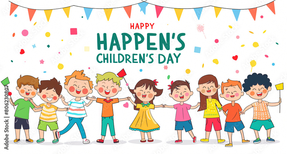 Illustration Featuring Happy Children Enjoying Fun and Togetherness, Promoting Education and Friendship in a Colourful and Joyful Event. Global Celebration of Children's Day. Illustration Featuring Happy Children Enjoying Fun and Togetherness, Promoting Education and Friendship in a Colourful and Joyful Event. Global Celebration of Children's Day.