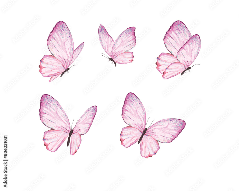 pink set butterfly pink watercolor blue butterfly set illustration design for fashion, t shirt, print, graphic all type decorative pink set butterfly pink watercolor blue butterfly set illustration design for fashion, t shirt, print, graphic all type decorative