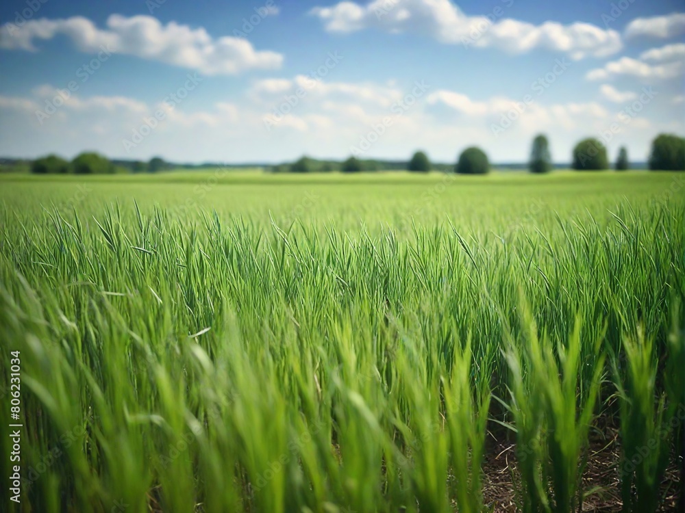 green field and blue sky