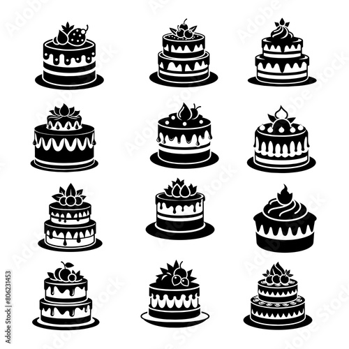 silhouette illustration of a cake