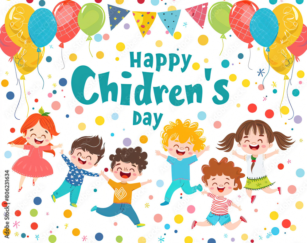 Illustration Featuring Happy Children Enjoying Fun and Togetherness, Promoting Education and Friendship in a Colourful and Joyful Event. Global Celebration of Children's Day. Illustration Featuring Happy Children Enjoying Fun and Togetherness, Promoting Education and Friendship in a Colourful and Joyful Event. Global Celebration of Children's Day.