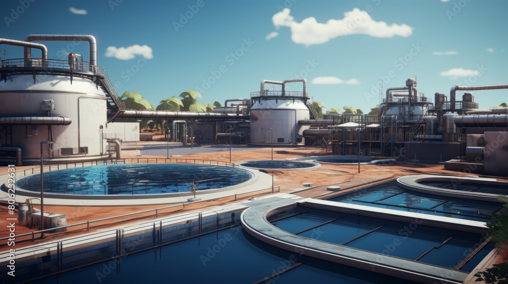 Fototapeta premium Waste processing and water treatment plant