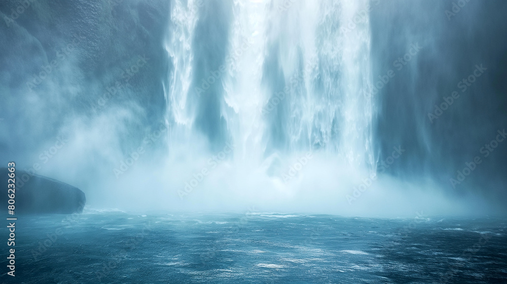 Majestic Waterfall in Sunlit Mist