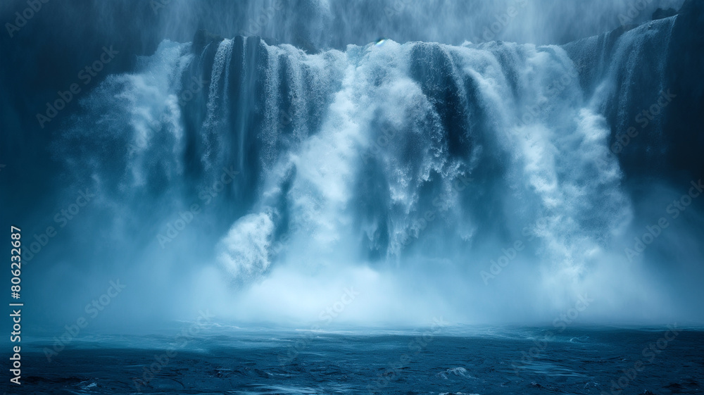 Majestic Waterfall in Sunlit Mist