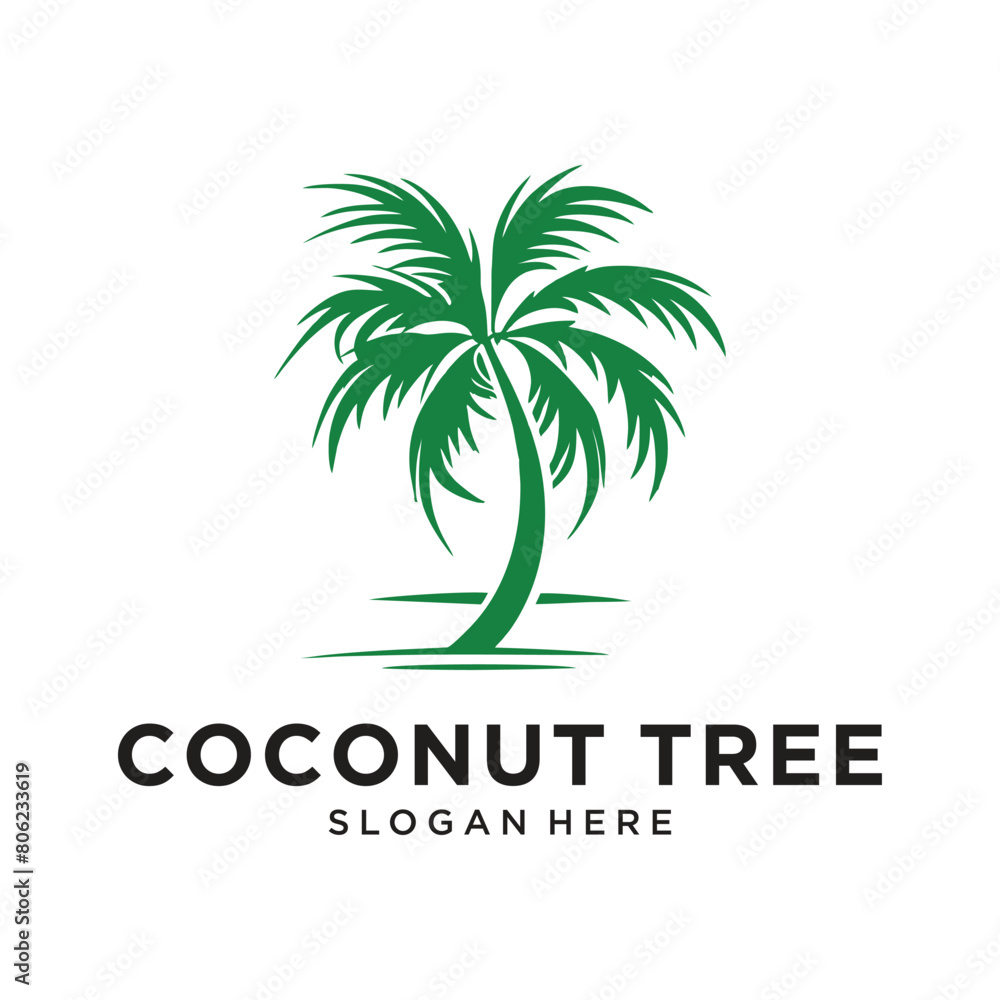 coconut tree logo design vector illustration