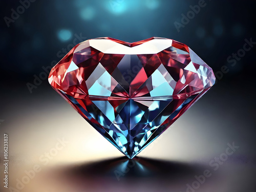 diamond on red background gemstone  blue  ruby  gift  isolated Ai generated 