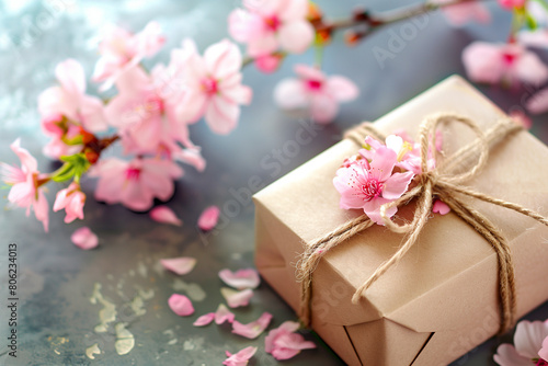 Mother’s Day gift box with cherry blossoms © Natalie