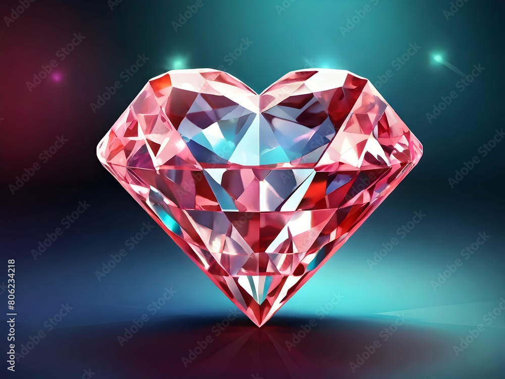 diamond on red background icon, symbol, precious, luxury,Ai generated 