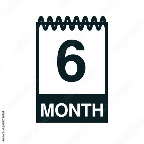 6 month calendar icon vector illustration eps