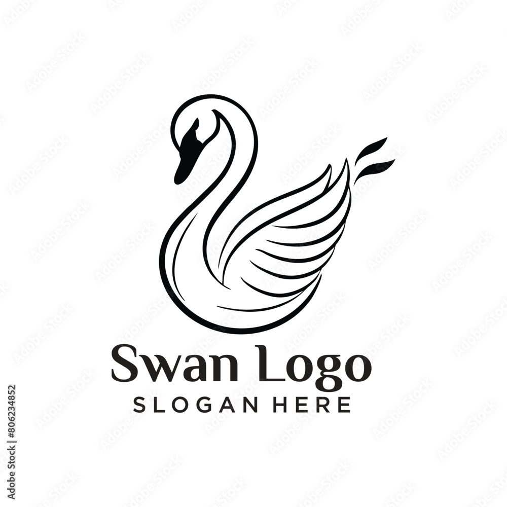 swan line art logo design vector illustration swan line art logo design vector illustration