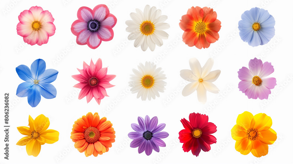 A collection of flower emoji symbols arranged in a grid.