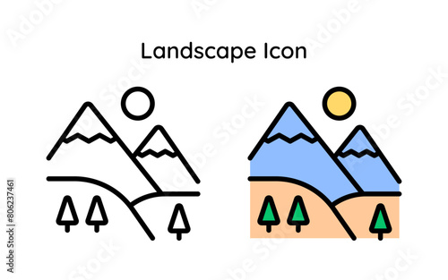 Landscape icon line and line color style.
