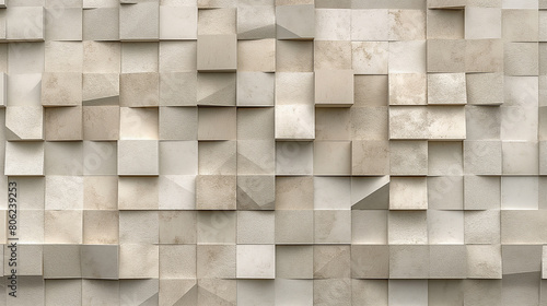Modern Beige Geometric Brick Wall Texture for Contemporary Design 