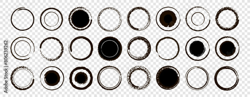 Set of black hand drawn grunge doodle charcoal, pencil, chalk circle border frames. Vector illustration template borders design for website, banner, app, poster, background, card