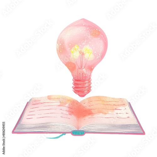 book with lighbulb white background