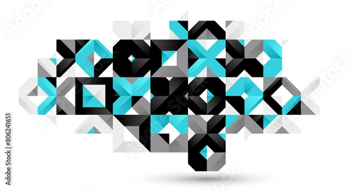 Abstract vector tiling geometric background, Bauhaus style tiles for interior bathroom wallpaper, art style modular geometrical backdrop.
