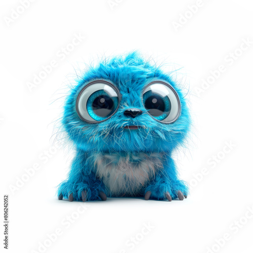Small Blue Stuffed Animal With Big Eyes. Generative AI