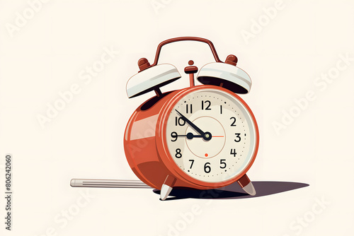 illustrated vintage style alarm clock, illustrated vntage style clock with a alarm vintage styyle alarm clock photo