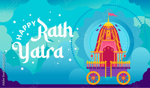 Flat rath yatra banner illustration