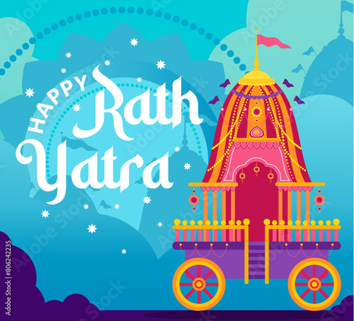 Flat rath yatra banner illustration