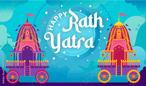 Flat rath yatra banner illustration
