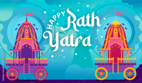 Flat rath yatra banner illustration