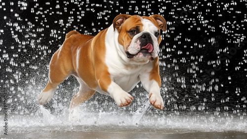 Bulldog Splashing Through Water © Melipo-Art