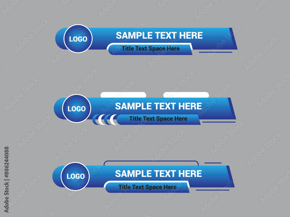 Vector Lower Third for Television News Bar Design Template, Lower Third News and Video Bars Set Vector Lower Third for Television News Bar Design Template, Lower Third News and Video Bars Set