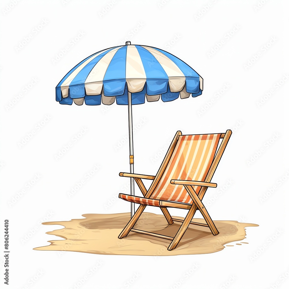 A watercolor of  Beach chair cover clipart, isolated on white background