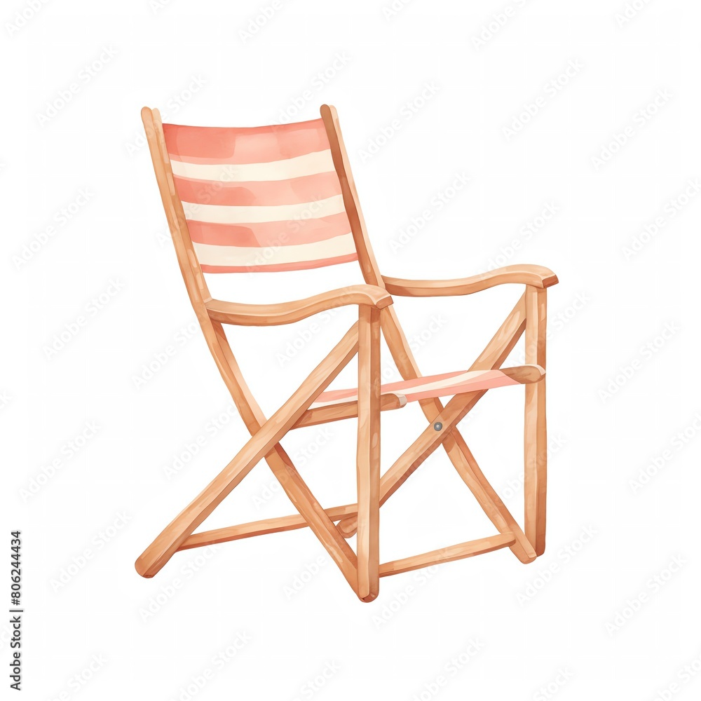 A watercolor of  Beach chair side table clipart, isolated on white background