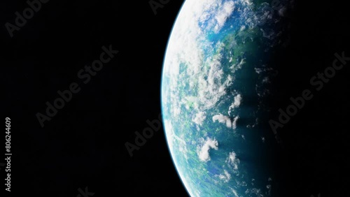 	
Blue planet in space. Universe and planet. 3D-Rendering. Animation.