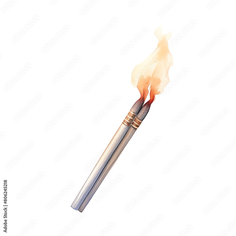 A watercolor of Firestarter or matches clipart, isolated on white background Stock Illustration