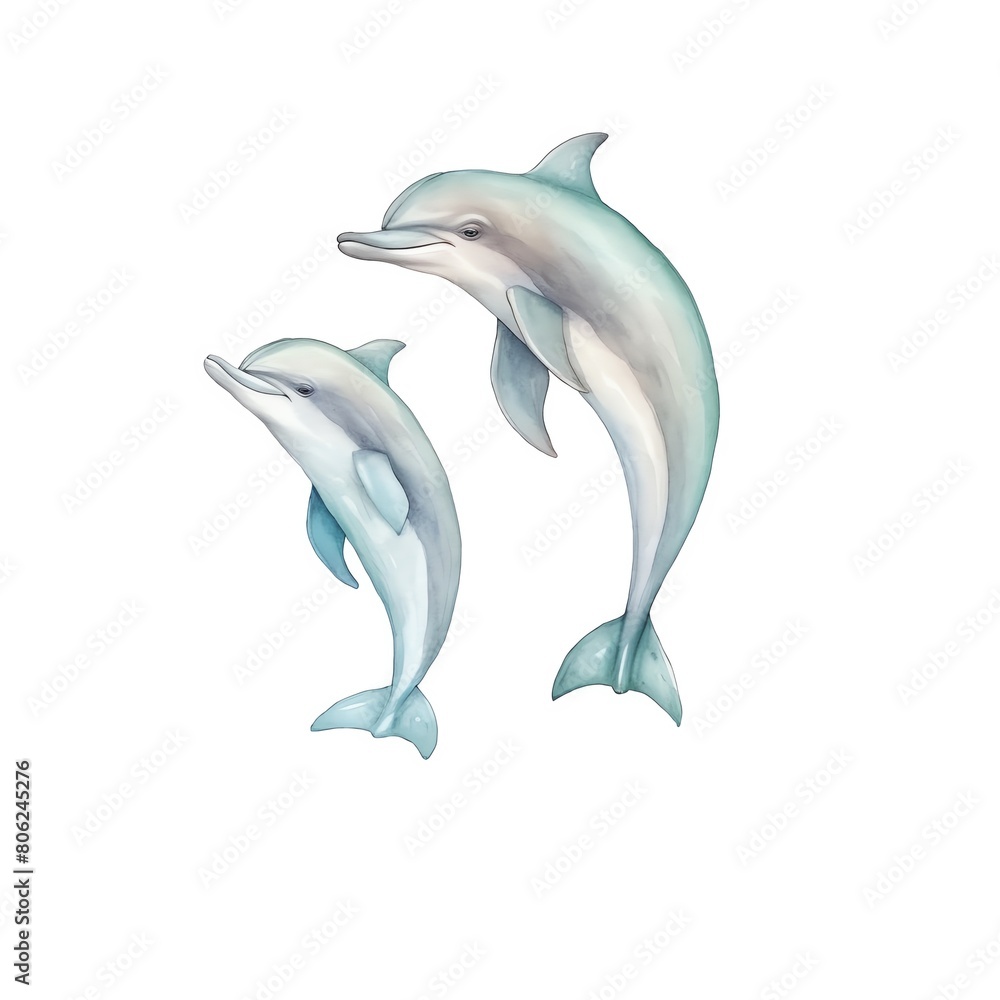 Obraz premium A watercolor of Flippers clipart, isolated on white background