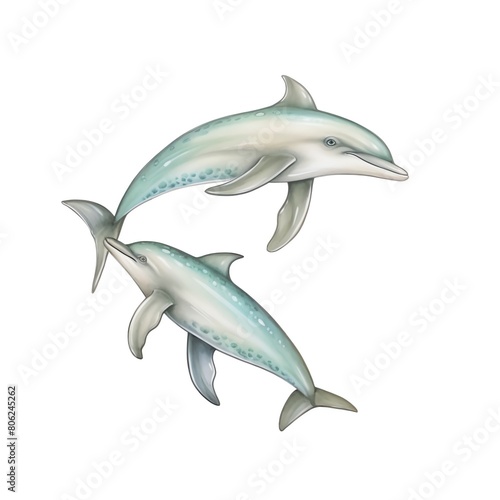 A watercolor of  Flippers clipart  isolated on white background