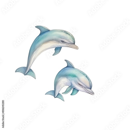 A watercolor of  Flippers clipart, isolated on white background © kamon