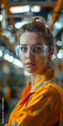 Portrait of young woman working in industry dressed in safety equipment © Настя Шевчук