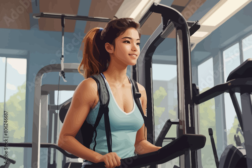 people using gym equipment illustration