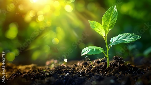 Symbolism of a Green Seedling in Financial Contexts: Representing Economic Growth and Business Investment. Concept Green Seedling, Financial Symbolism, Economic Growth, Business Investment