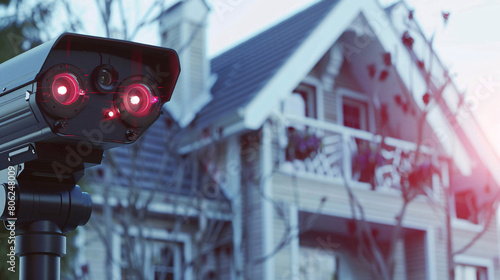 Advanced Surveillance Camera Monitoring a Residential Home photo