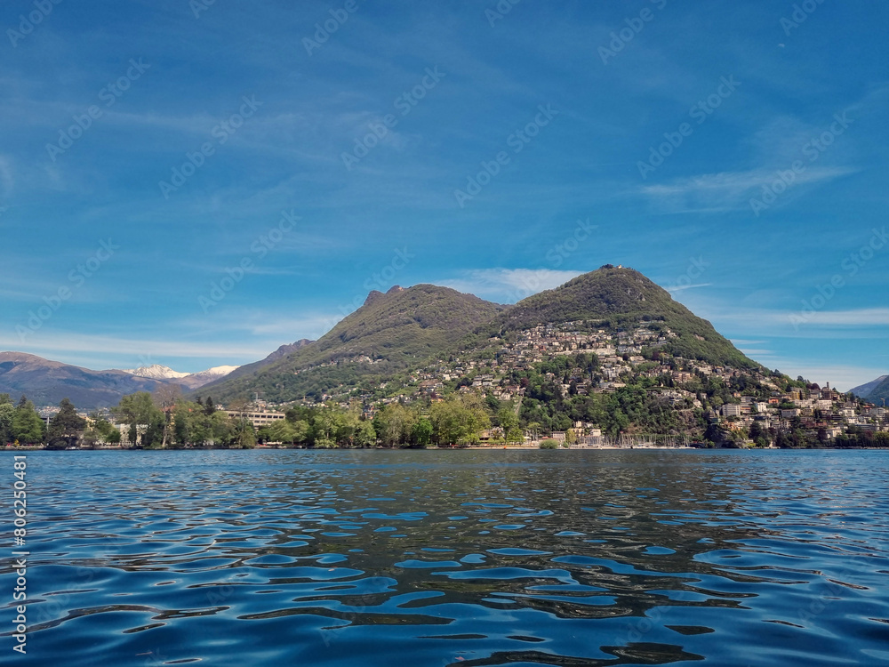 Mountains in Lake Lugano, Switzerland