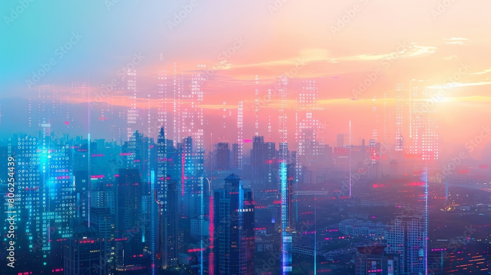 Futuristic cityscape merged with financial graphs, symbolizing urban economic development and investment insights.