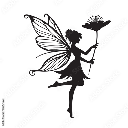 sillhouette illustration of a fairy flying
